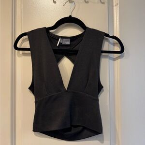 Sparkle & Fade Black Sleeveless Deep V Crop Top